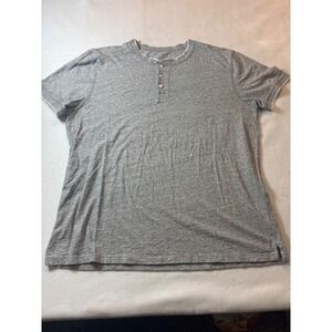 J.Crew Mens Heather Gray Henley Shirt Size XL Cotton Blend Short Sleeve